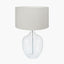 Islay Clear Bubble Glass Table Lamp Base with Henry 40cm White Handloom Cylinder Lampshade