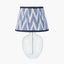 Islay Clear Bubble Glass Table Lamp Base with Kamilah 40cm Blue Chevron Patterned Mushroom Pleat Tapered Lamp Shade