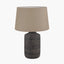 Atouk Textured Black Stoneware Table Lamp Base with Winston 35cm Taupe Handloom Tapered Lampshade