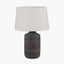 Atouk Textured Black Stoneware Table Lamp Base with Winston 35cm White Handloom Tapered Lampshade