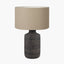Atouk Textured Black Stoneware Table Lamp Base with Henry 35cm Taupe Handloom Cylinder Lampshade