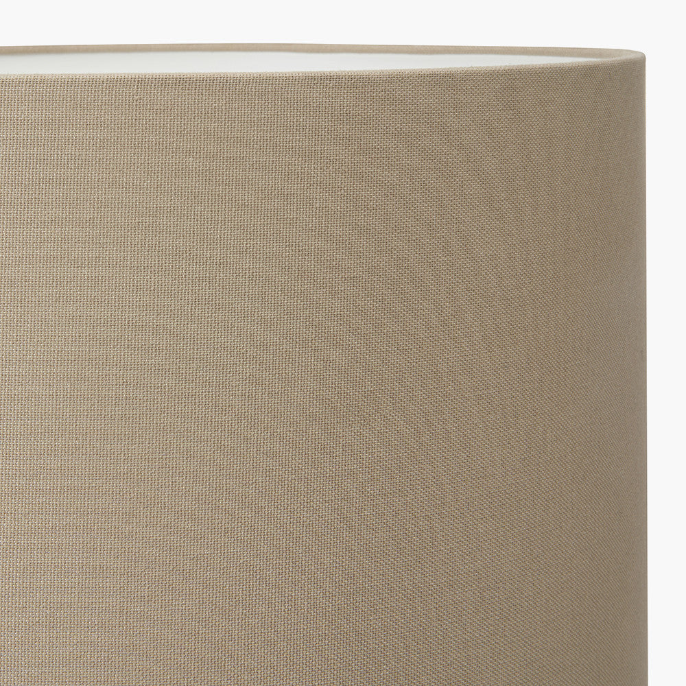 Atouk Textured Black Stoneware Table Lamp Base with Henry 35cm Taupe Handloom Cylinder Lampshade