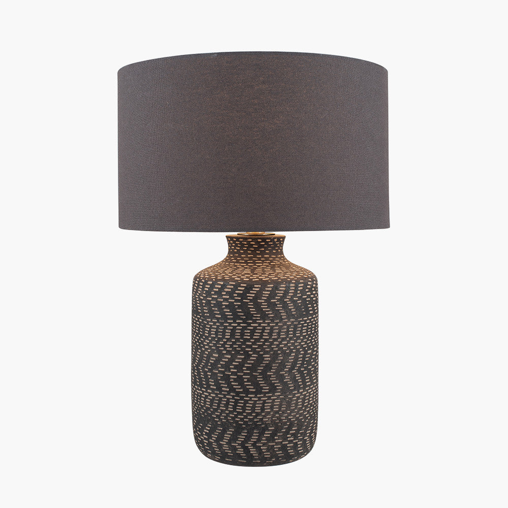 Atouk Textured Black Stoneware Table Lamp - Base Only