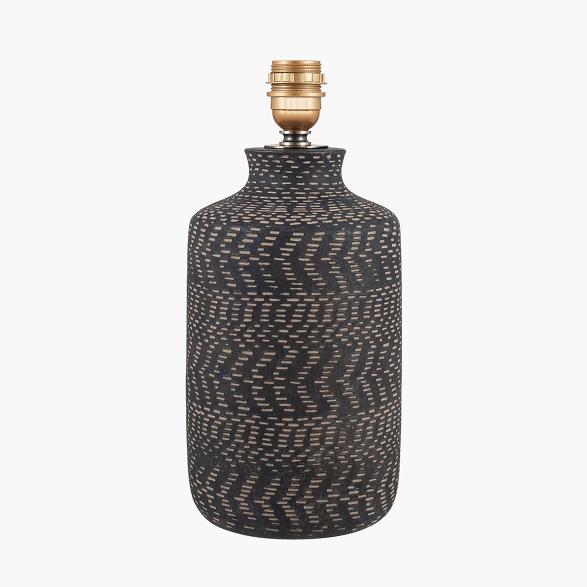 Atouk Textured Black Stoneware Table Lamp - Base Only