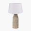 Palawan Stone Grey Feather Stoneware Table Lamp Base with Winston 40cm White Handloom Tapered Lampshade
