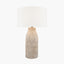 Palawan Stone Grey Feather Stoneware Table Lamp Base with Henry 40cm White Handloom Cylinder Lampshade
