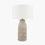 Palawan Stone Grey Feather Stoneware Table Lamp Base with Henry 40cm White Handloom Cylinder Lampshade