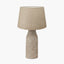 Palawan Stone Grey Feather Stoneware Table Lamp Base with Milos 40cm Natural Linen Tapered Lampshade