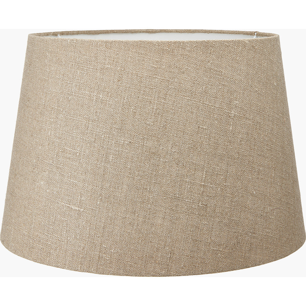 Palawan Stone Grey Feather Stoneware Table Lamp Base with Milos 40cm Natural Linen Tapered Lampshade