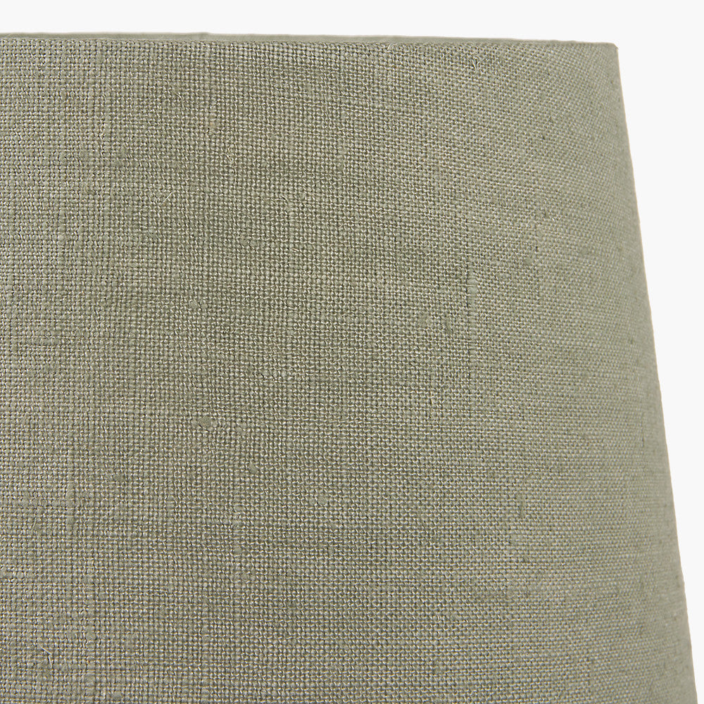 Palawan Stone Grey Feather Stoneware Table Lamp Base with Milos 40cm Pistachio Green Linen Tapered Lampshade