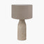 Palawan Stone Grey Feather Stoneware Table Lamp Base with Edward 40cm Natural Linen Cylinder Lampshade