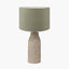 Palawan Stone Grey Feather Stoneware Table Lamp Base with Edward 40cm Pistachio Green Linen Cylinder Lampshade