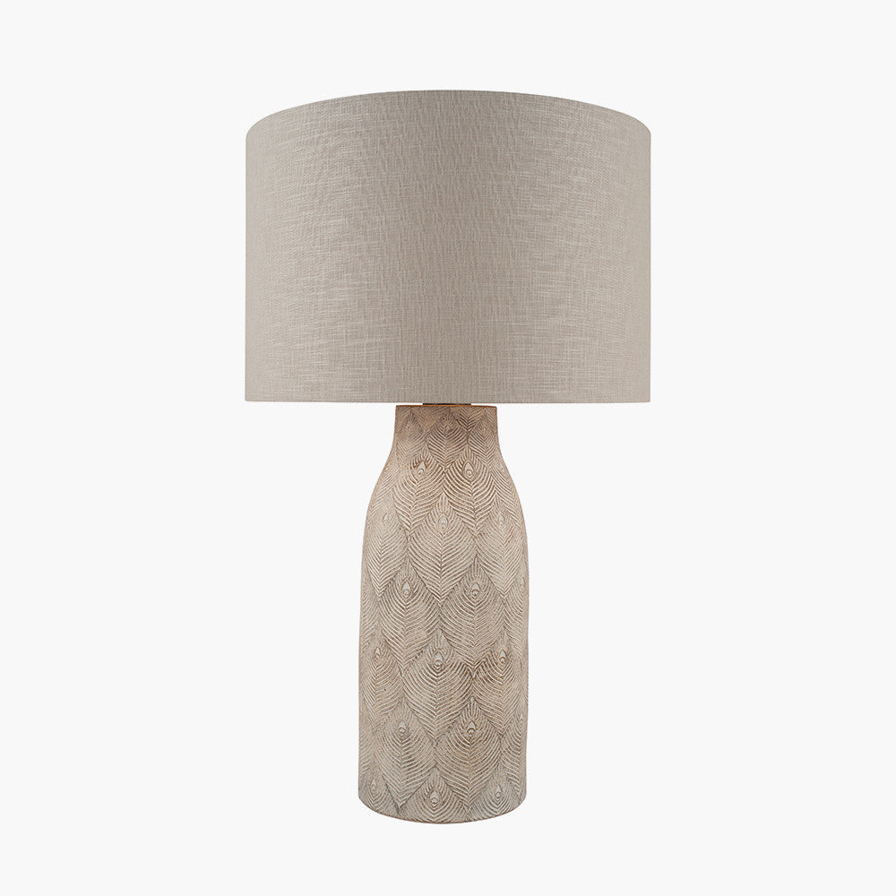 Palawan Matt Grey Feather Stoneware Table Lamp - Base Only