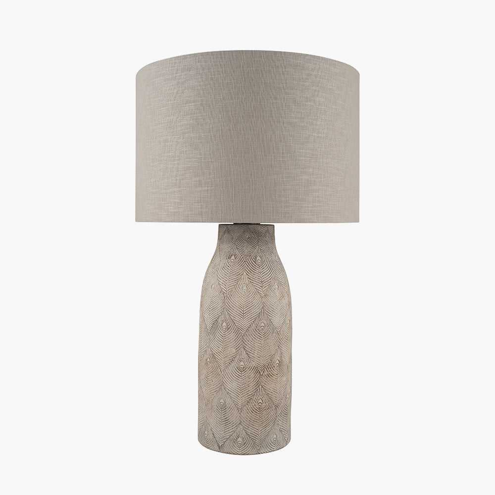 Palawan Matt Grey Feather Stoneware Table Lamp - Base Only