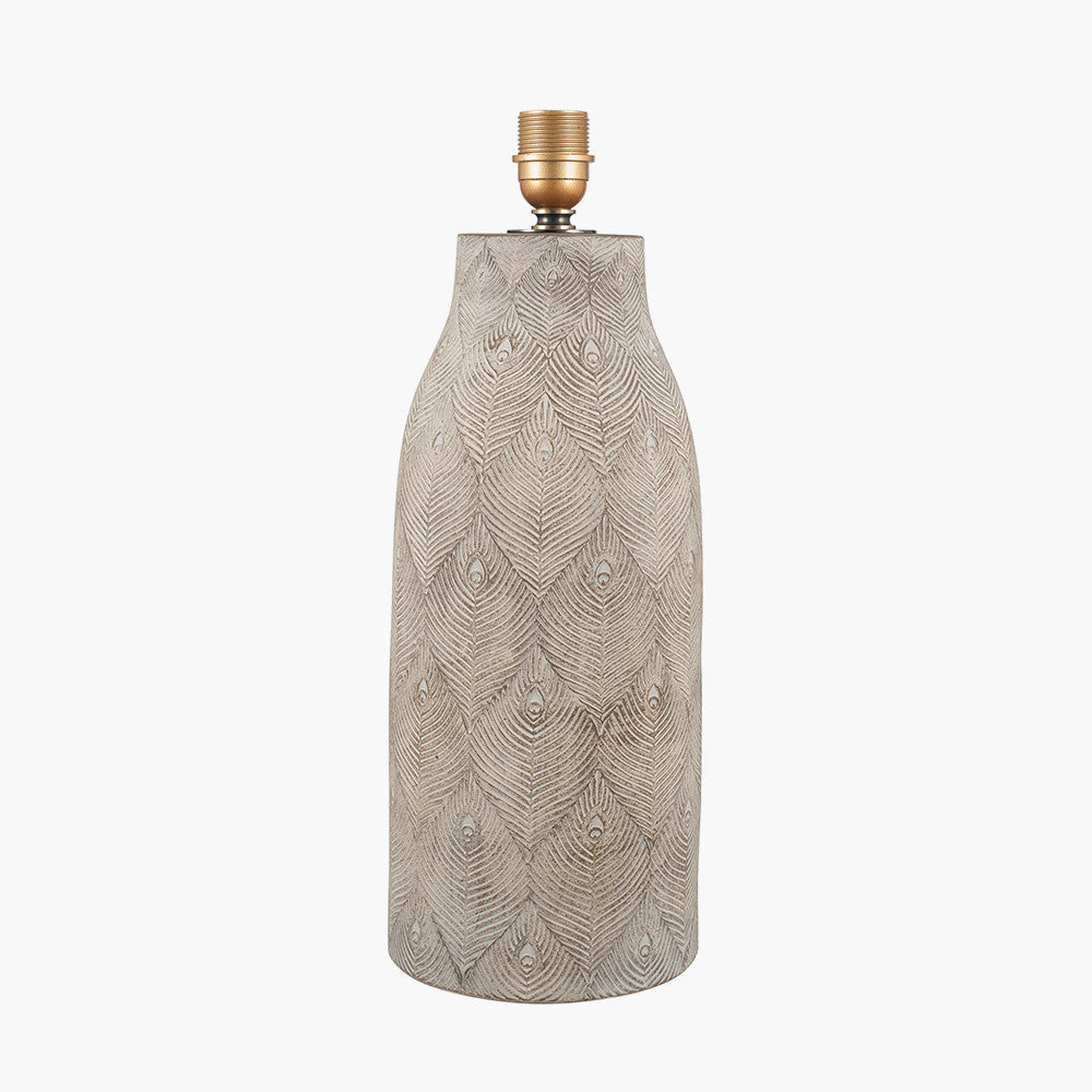 Palawan Matt Grey Feather Stoneware Table Lamp - Base Only