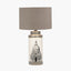 Wren Black and Cream Building Print Tall Ceramic Table Lamp Base with Edward 40cm Natural Linen Cylinder Lampshade