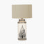 Wren Black and Cream Building Print Tall Ceramic Table Lamp Base with Lino 40cm Cream Self Lined Linen Cylinder Lampshade
