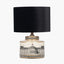 Wren Black and Cream Building Print Ceramic Table Lamp Base with Bow 30cm Black Velvet Cylinder Lampshade