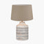 Galle Grey Wash Wood Textured Table Lamp Base with Winston 35cm Taupe Handloom Tapered Lampshade