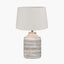 Galle Grey Wash Wood Textured Table Lamp Base with Winston 35cm White Handloom Tapered Lampshade