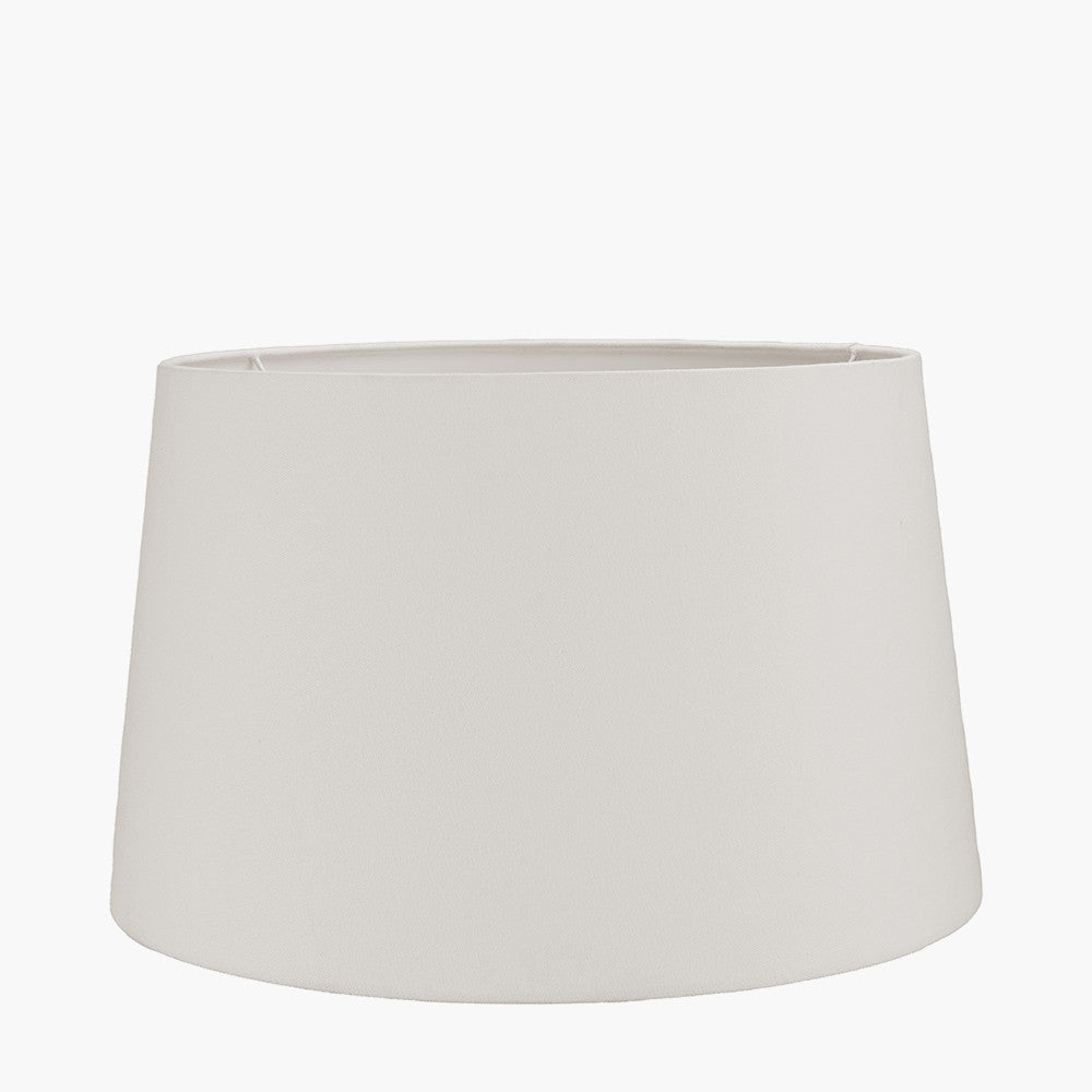 Galle Grey Wash Wood Textured Table Lamp Base with Winston 35cm White Handloom Tapered Lampshade