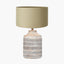 Galle Grey Wash Wood Textured Table Lamp Base with Harry 30cm Taupe Cotton Mix Cylinder Lampshade