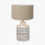 Galle Grey Wash Wood Textured Table Lamp Base with Henry 30cm Taupe Handloom Cylinder Lampshade