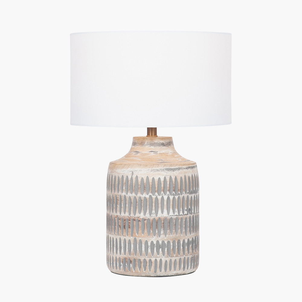Galle Grey Wash Wood Textured Table Lamp - Base Only