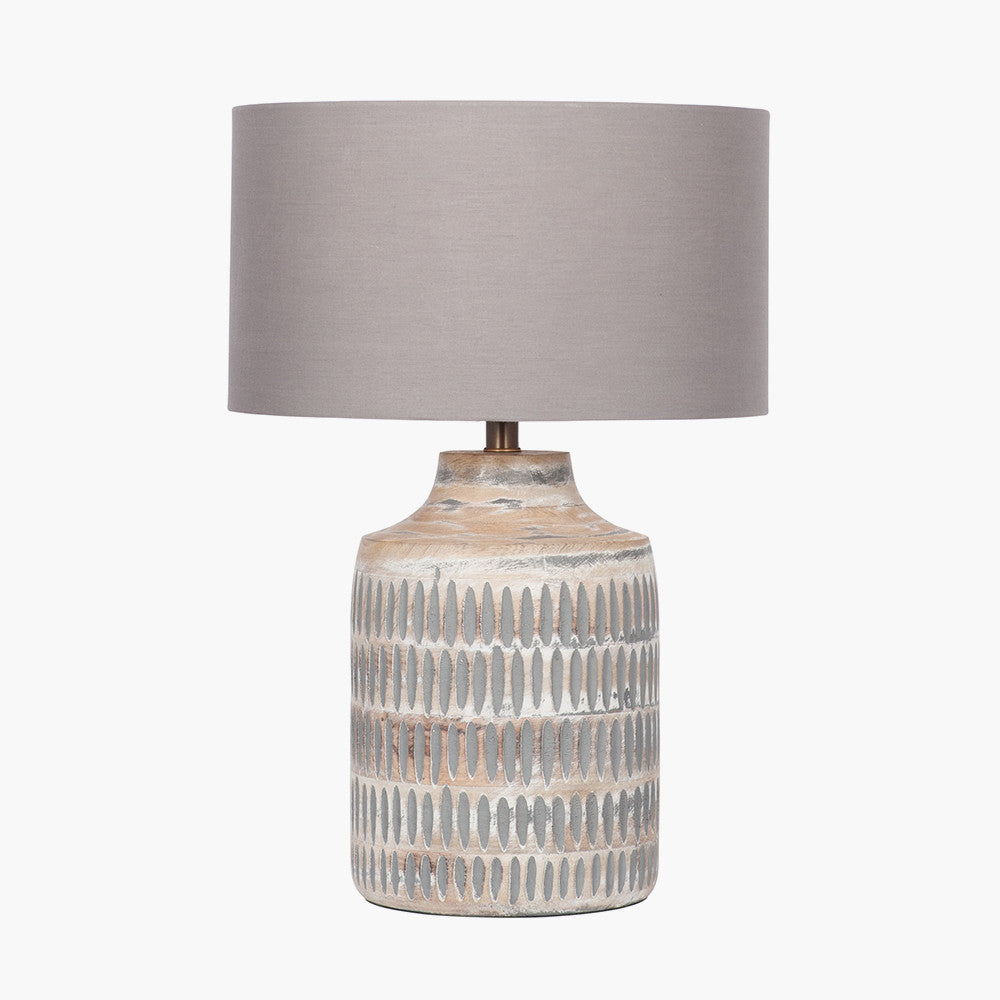 Galle Grey Wash Wood Textured Table Lamp - Base Only