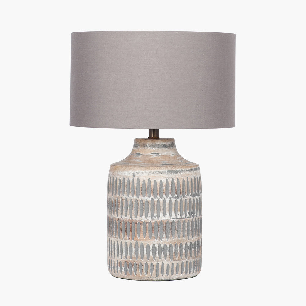 Galle Grey Wash Wood Textured Table Lamp - Base Only