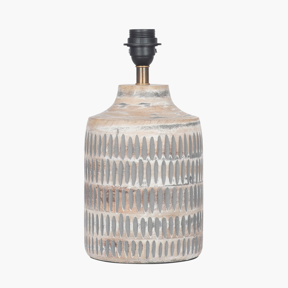 Galle Grey Wash Wood Textured Table Lamp - Base Only
