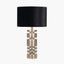 Elon Champagne Gold Metal Stacked Cylinder Table Lamp Base with Bow 35cm Black Velvet Cylinder Lampshade