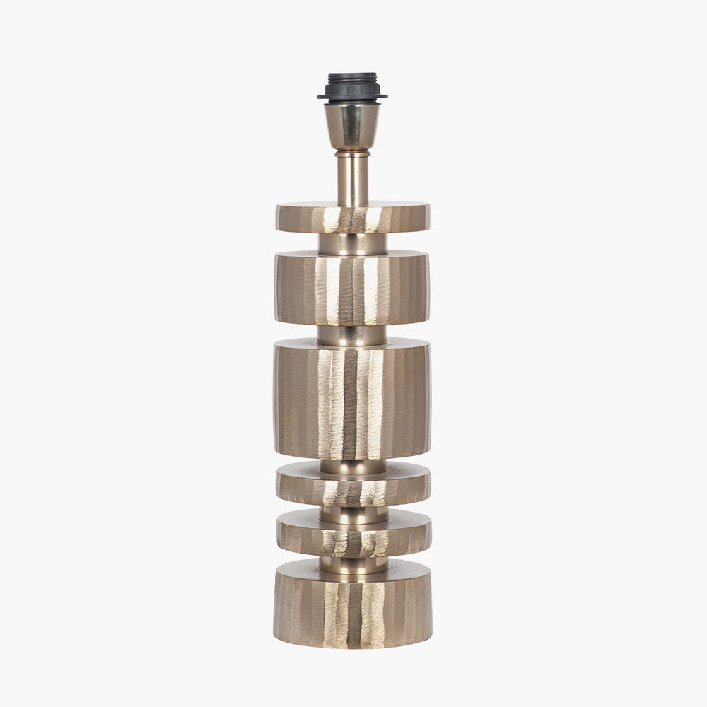Elon Champagne Gold Metal Stacked Cylinder Table Lamp Base with Bow 35cm Black Velvet Cylinder Lampshade