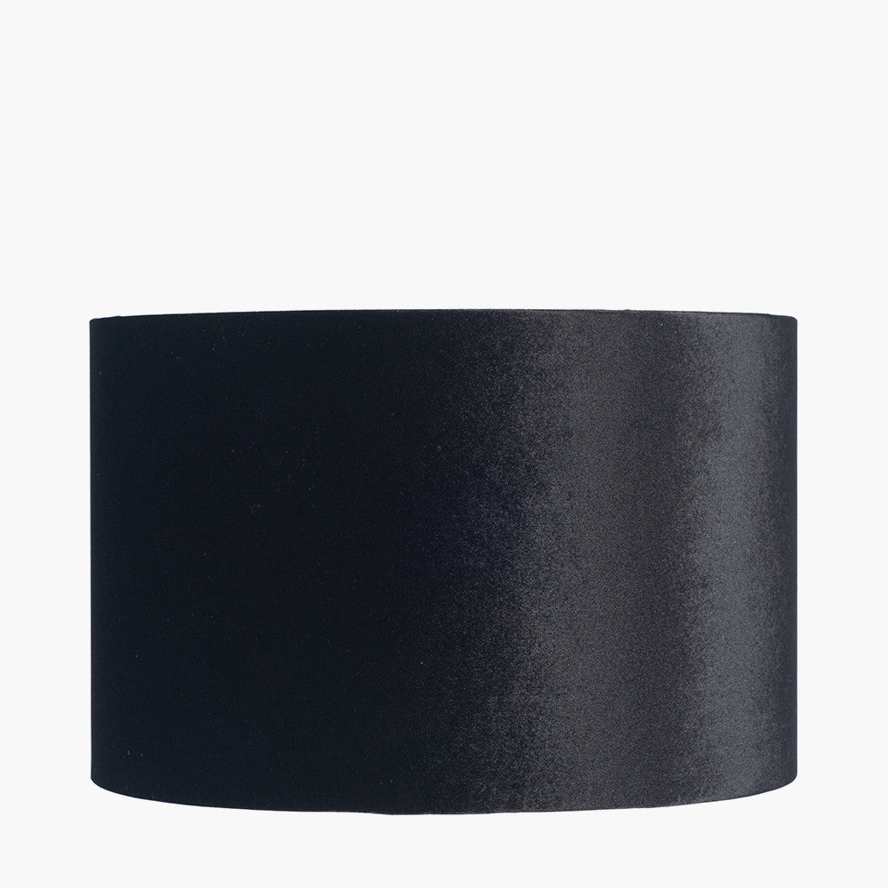 Elon Champagne Gold Metal Stacked Cylinder Table Lamp Base with Bow 35cm Black Velvet Cylinder Lampshade