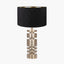 Elon Champagne Gold Metal Stacked Cylinder Table Lamp Base with Stellan 35cm Black Slubbed Silk Mix Gold Lined Cylinder Lampshade