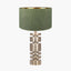 Elon Champagne Gold Metal Stacked Cylinder Table Lamp Base with Stellan 35cm Green Slubbed Silk Mix Gold Lined Cylinder Lampshade