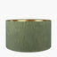 Elon Champagne Gold Metal Stacked Cylinder Table Lamp Base with Stellan 35cm Green Slubbed Silk Mix Gold Lined Cylinder Lampshade