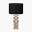 Elon Champagne Gold Metal Stacked Cylinder Table Lamp Base with Lino 35cm Black Self Lined Linen Cylinder Lampshade