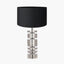 Elon Silver Metal Stacked Cylinder Table Lamp Base with Harry 35cm Black Cotton Mix Cylinder Lampshade