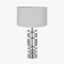 Elon Silver Metal Stacked Cylinder Table Lamp Base with Harry 35cm Ivory Cotton Mix Cylinder Lampshade