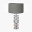 Elon Silver Metal Stacked Cylinder Table Lamp Base with Harry 35cm Steel Grey Cotton Mix Cylinder Lampshade