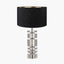 Elon Silver Metal Stacked Cylinder Table Lamp Base with Stellan 35cm Black Slubbed Silk Mix Gold Lined Cylinder Lampshade