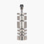 Elon Silver Metal Stacked Cylinder Table Lamp Base with Lino 35cm White Self Lined Linen Cylinder Lampshade