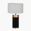 Dempsey Black Velvet and Antique Gold Metal Table Lamp Base with Harry 30cm Ivory Cotton Mix Cylinder Lampshade