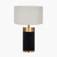 Dempsey Black Velvet and Antique Gold Metal Table Lamp Base with Harry 30cm Ivory Cotton Mix Cylinder Lampshade