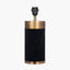 Dempsey Black Velvet and Antique Gold Metal Table Lamp Base with Henry 30cm White Handloom Cylinder Lampshade