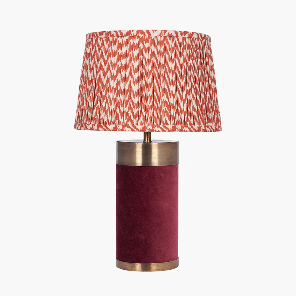 Dempsey Red Velvet and Antique Gold Metal Table Lamp - Base Only