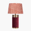 Dempsey Red Velvet and Antique Gold Metal Table Lamp - Base Only