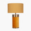 Dempsey Mustard Velvet and Antique Gold Metal Table Lamp Base with Henry 30cm Mustard Handloom Cylinder Lampshade