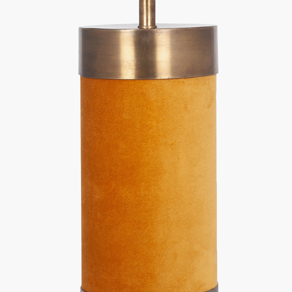 Dempsey Mustard Velvet and Antique Gold Metal Table Lamp - Base Only